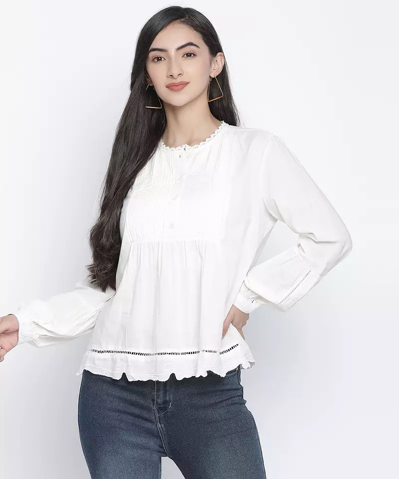 Drama solid white women top