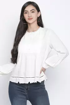 Drama solid white women top