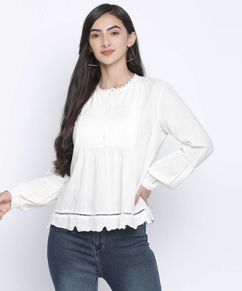 Drama solid white women top