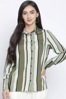 Mash of colours stripes print women shirt