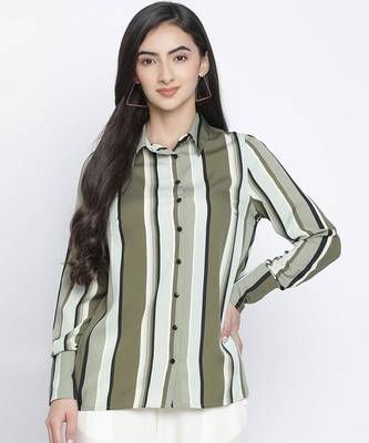 Mash of colours stripes print women shirt 1
