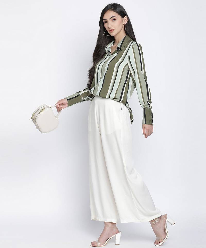 Mash of colours stripes print women shirt