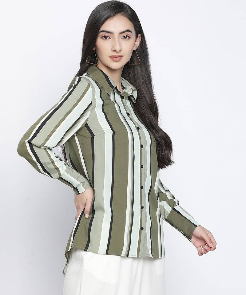 Mash of colours stripes print women shirt