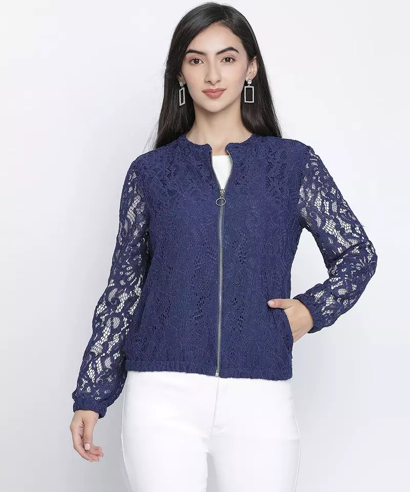 Masslic Blue  women bomber jacket