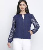 Masslic Blue  women bomber jacket