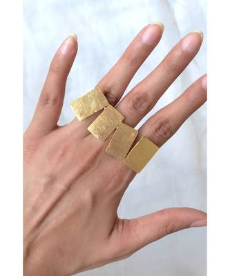 Disarray Gold Statement Geometric Ring 2