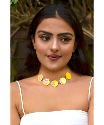 Selene Gold Moon Phases Enamel Choker 1