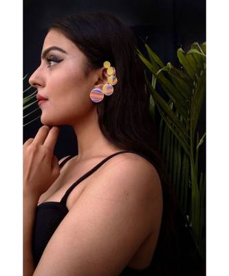 Orb of Night Gold Moon Phases Enamel Earcuff 2