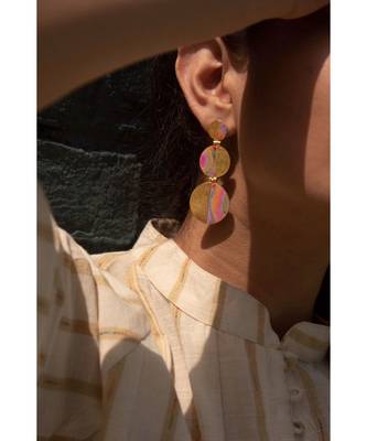 Apollo Gold Half Moon Enamel Earrings 3