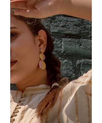 Apollo Gold Half Moon Enamel Earrings 4