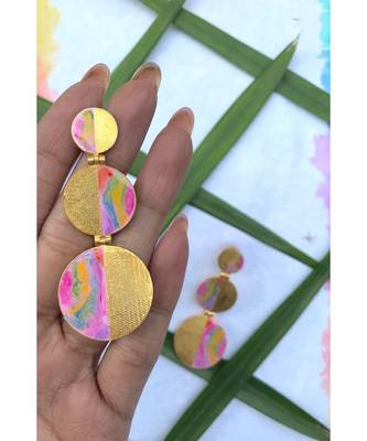 Apollo Gold Half Moon Enamel Earrings 5