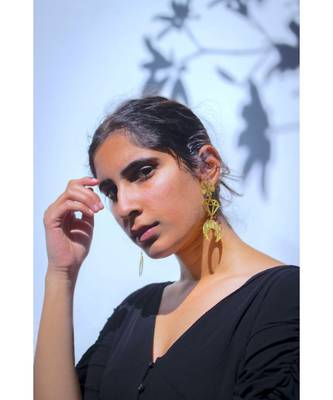 Triple Element Gold Dangle Earrings 1