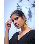 Triple Element Gold Dangle Earrings