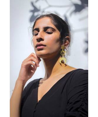 Triple Element Gold Dangle Earrings 2