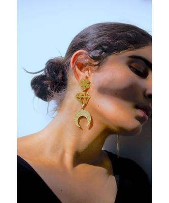 Triple Element Gold Dangle Earrings 3