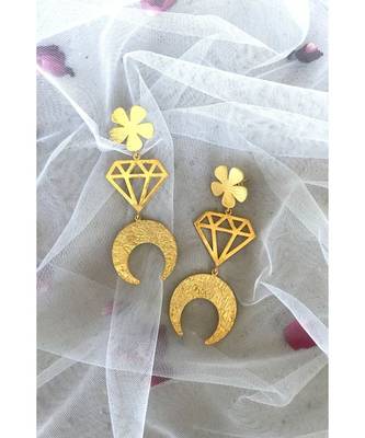 Triple Element Gold Dangle Earrings 5