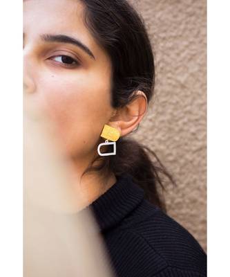 Dey Dual Tone Texture Earrings 1