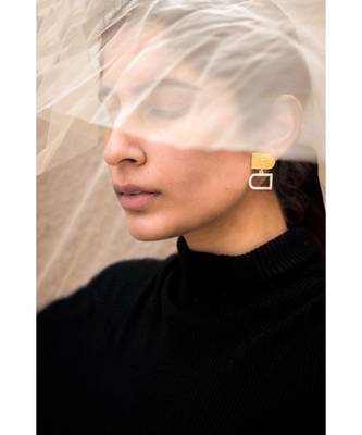 Dey Dual Tone Texture Earrings 3