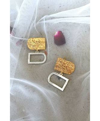 Dey Dual Tone Texture Earrings 4