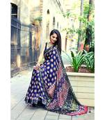 Ajrakh handcrafted on Modal silk with running blouse