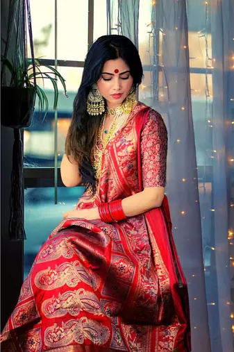 Aditri Red Silk Saree with Blouse