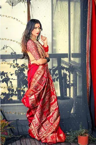 Aditri Red Silk Saree with Blouse