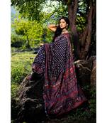Ajrakh handcrafted on chanderi silk with running blouse