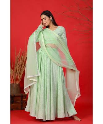 mint green bandhani lehenga set 1