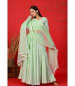 mint green bandhani lehenga set