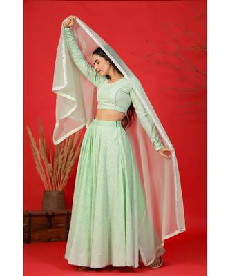 mint green bandhani lehenga set 2