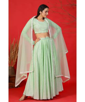 mint green bandhani lehenga set 3