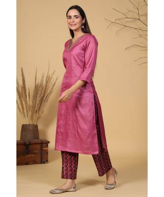 purple handwork kurta set with floral dupatta 4