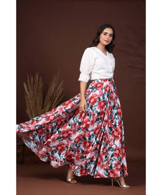 white laced shirt with floral skirt 4