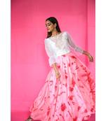 rhinestone embellished top with shibori skirt