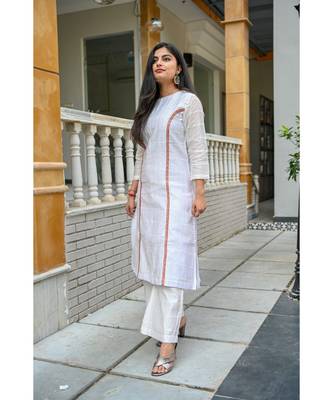 white suit set with red jacquard dupatta 5
