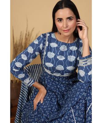indigo sharara with leheriya dupatta 4