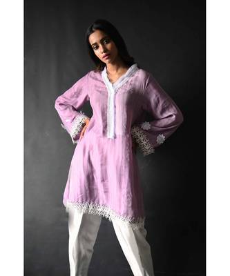 lilac short kurta with dhoti pants 4