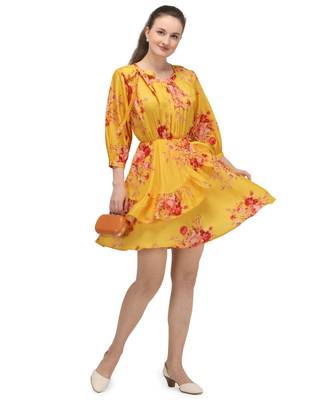 mango yellow digital printed floral short  top 1