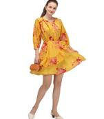 mango yellow digital printed floral short  top