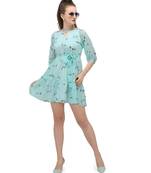 sky blue mini top with tie up at the waist