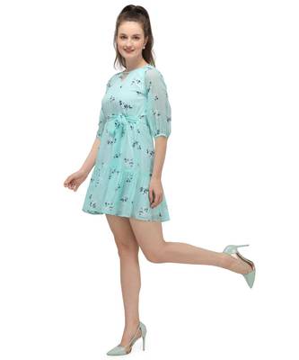 sky blue mini top with tie up at the waist 4