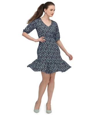 navy blue floral printed short top 2