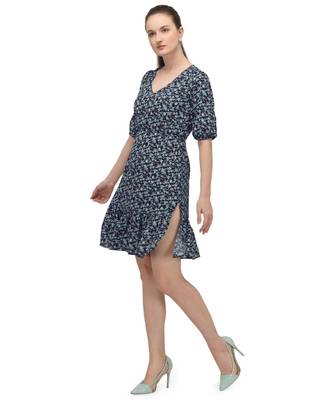 navy blue floral printed short top 3