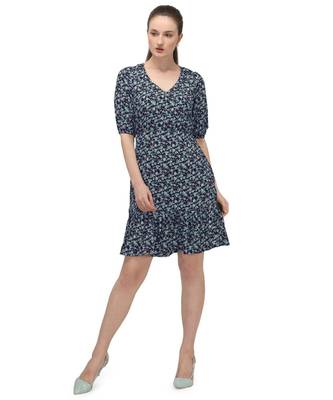 navy blue floral printed short top 4