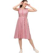 baby pink and white strip sleeves less midi top