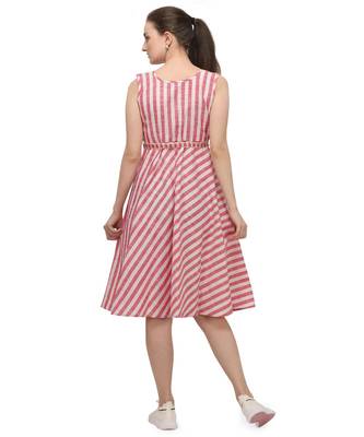 baby pink and white strip sleeves less midi top 3