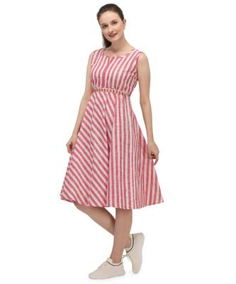 baby pink and white strip sleeves less midi top 4