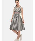 BLACK and white strip sleeves less midi top