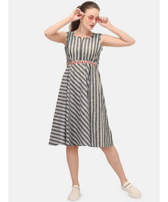 BLACK and white strip sleeves less midi top 3