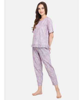 Lavender Cotton pajama night suit set 3